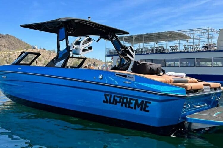 Supreme Boats S-Series tied to dock